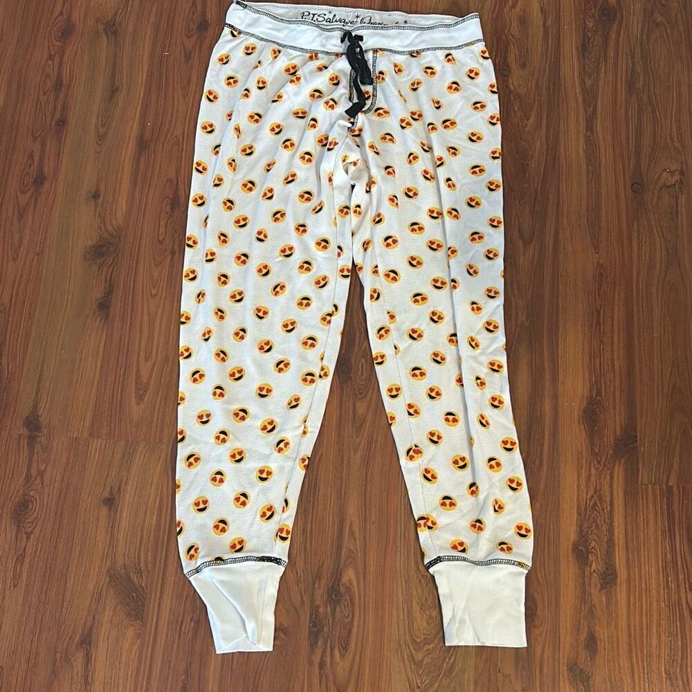 Pj Salvage white emoji pajama pants thermal